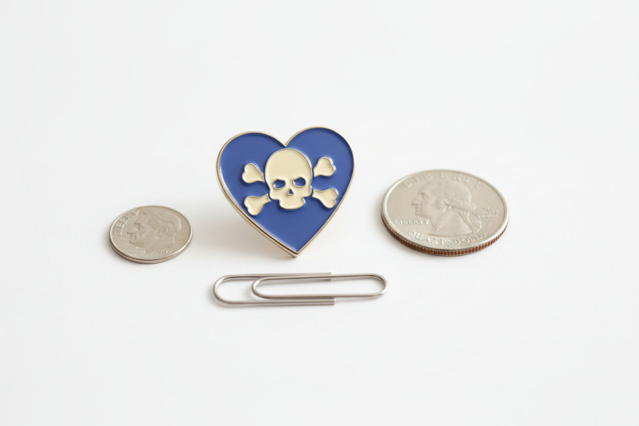Heart and Skull; Ride or Die Dem (RODD) lapel pin
