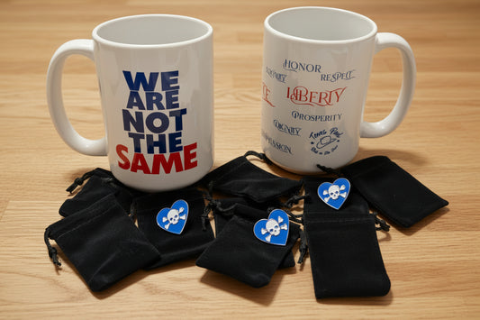 Heart and Skull; Ride or Die Dem (RODD) lapel pin